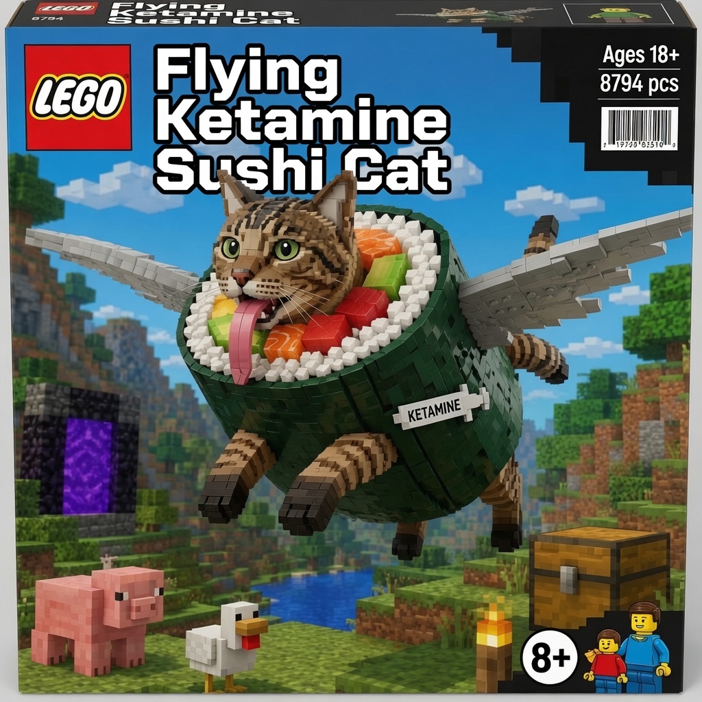 Flying Ketamine Sushi Cat collector box art